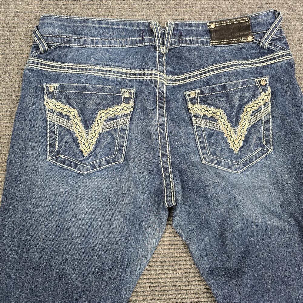 Vigoss Womens Jeans 11/31 34x31 Blue Bootcut Thick Stitch Embroidered Y2K - Picture 6 of 9